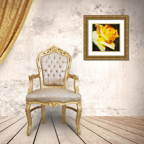Yellow Rose Gold Ornate Wood Framed Art Print with Double Matting by Villa, Mlli