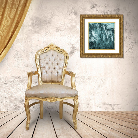 Iceberg Teal Gold Ornate Wood Framed Art Print with Double Matting by Villa, Mlli