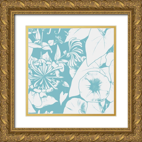 Sunshine Flowers Four Gold Ornate Wood Framed Art Print with Double Matting by Villa, Mlli