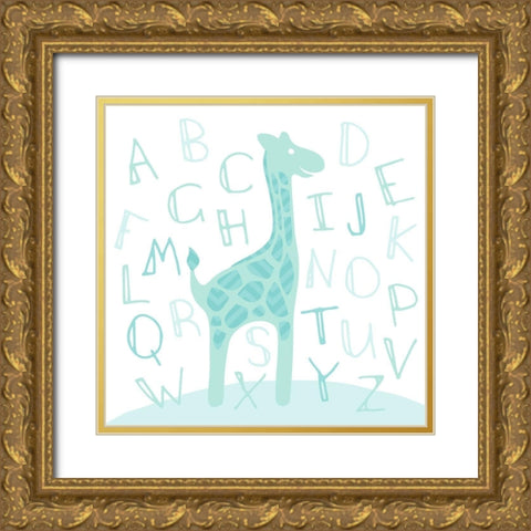 Giraffe Fun Gold Ornate Wood Framed Art Print with Double Matting by Villa, Mlli