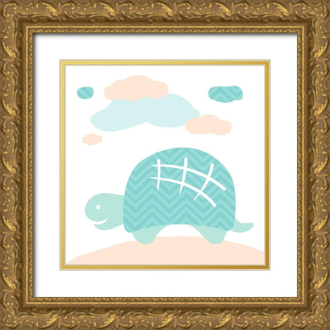 Turtle Fun Cream Gold Ornate Wood Framed Art Print with Double Matting by Villa, Mlli