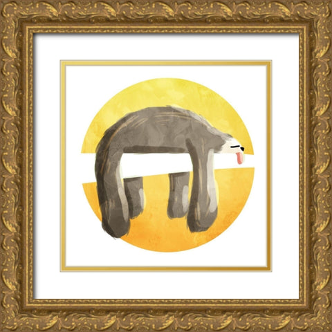 Sleep Sloth Gold Ornate Wood Framed Art Print with Double Matting by Villa, Mlli
