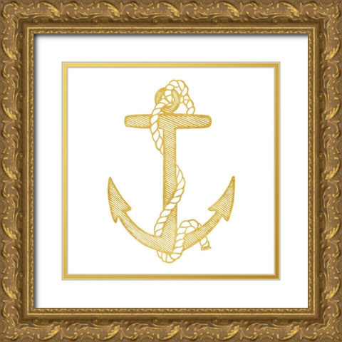 Gold Anchor Gold Ornate Wood Framed Art Print with Double Matting by Villa, Mlli