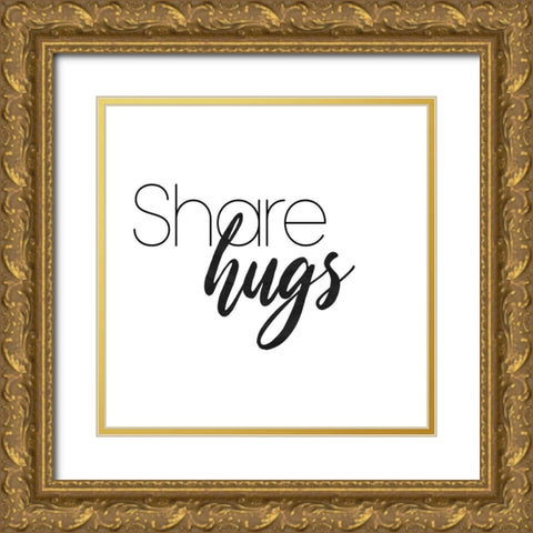 Share Hugs Gold Ornate Wood Framed Art Print with Double Matting by Villa, Mlli