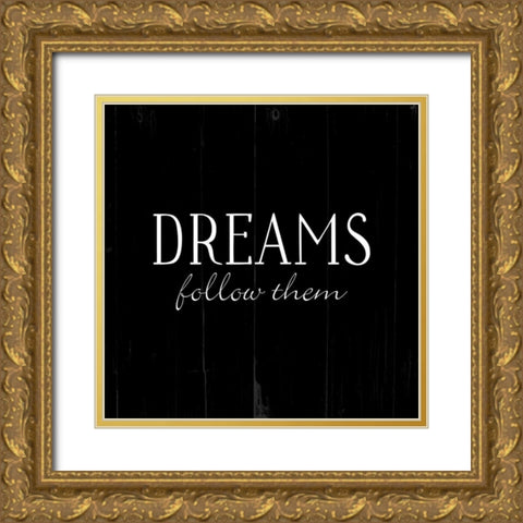 Dreams Black Gold Ornate Wood Framed Art Print with Double Matting by Villa, Mlli