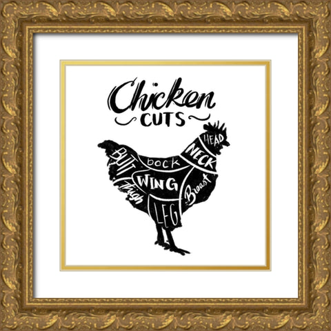 Chicken Cuts Reverse Gold Ornate Wood Framed Art Print with Double Matting by Villa, Mlli