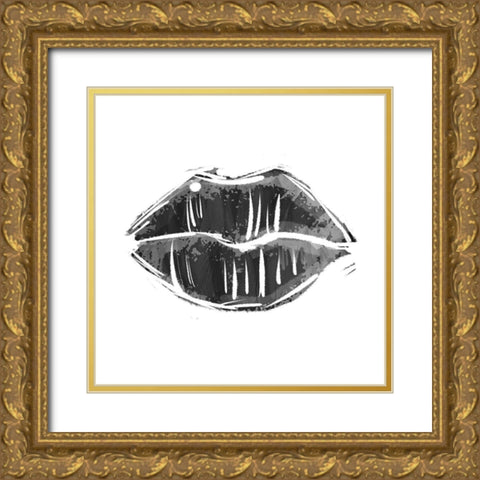 Black Lips Gold Ornate Wood Framed Art Print with Double Matting by Villa, Mlli