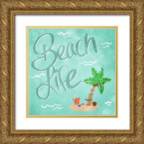 Beach Life Gold Ornate Wood Framed Art Print with Double Matting by Villa, Mlli