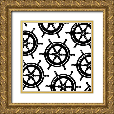 Steering Wheels Gold Ornate Wood Framed Art Print with Double Matting by Villa, Mlli