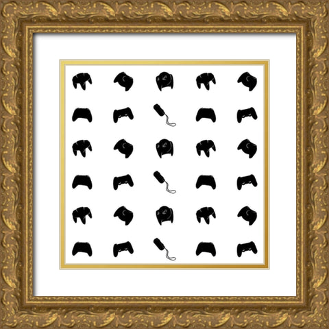 Gamer Pattern Gold Ornate Wood Framed Art Print with Double Matting by Villa, Mlli