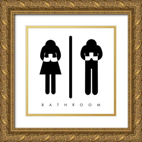 Bathroom Time Gold Ornate Wood Framed Art Print with Double Matting by Villa, Mlli