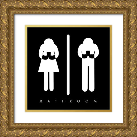 Bathroom Time Reverse Gold Ornate Wood Framed Art Print with Double Matting by Villa, Mlli
