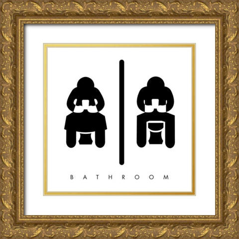 Sitting Bathroom Time Gold Ornate Wood Framed Art Print with Double Matting by Villa, Mlli