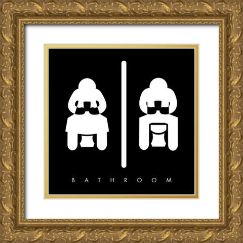 Sitting Bathroom Time Reverse Gold Ornate Wood Framed Art Print with Double Matting by Villa, Mlli