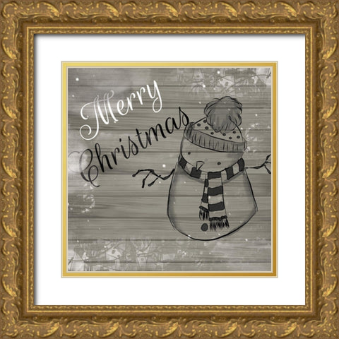 ChristmAs Black And White Gold Ornate Wood Framed Art Print with Double Matting by Fraser, Orane