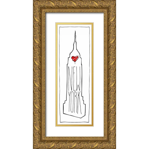 HEART NY Gold Ornate Wood Framed Art Print with Double Matting by OnRei