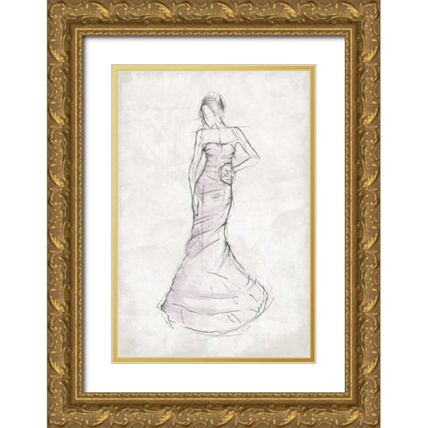 Fashion Dress Gold Ornate Wood Framed Art Print with Double Matting by OnRei