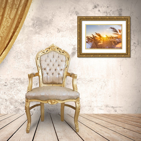 Marsh Grass Gold Ornate Wood Framed Art Print with Double Matting by Orlando