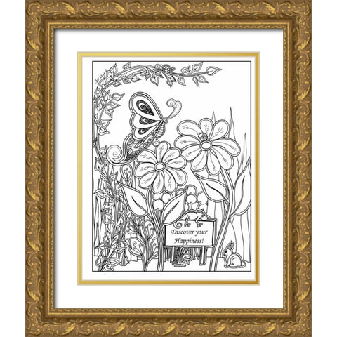 Discover Your Happiness Gold Ornate Wood Framed Art Print with Double Matting by Pearson, Debbie