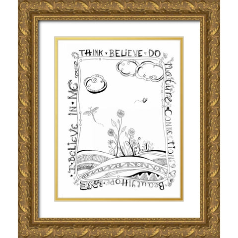 Think Believe Do Gold Ornate Wood Framed Art Print with Double Matting by Pearson, Debbie