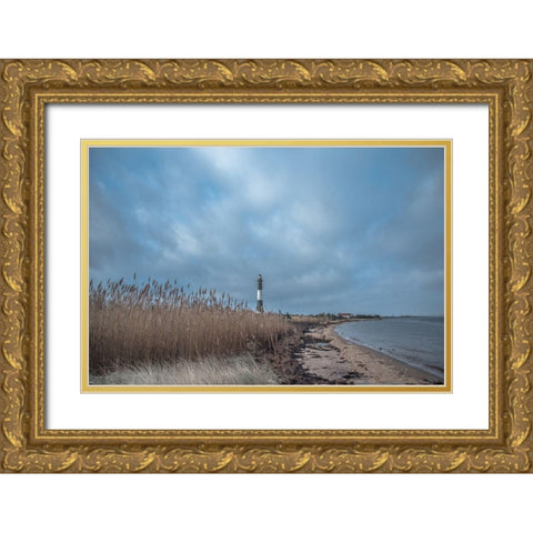 Fire Island Lighthouse Gold Ornate Wood Framed Art Print with Double Matting by DeLuca, Pat