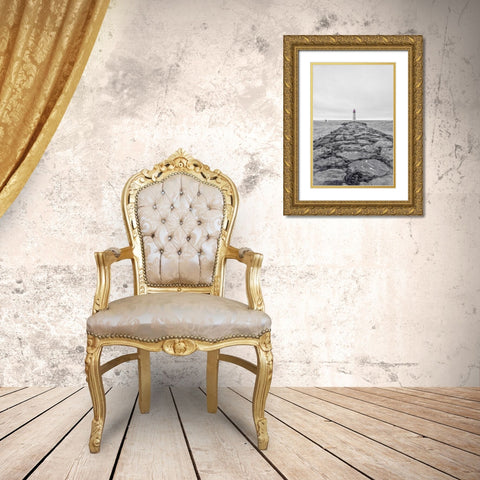 Patchogue Lighthouse Gold Ornate Wood Framed Art Print with Double Matting by DeLuca, Pat