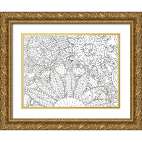 Jungle Flora 3 Less Gold Ornate Wood Framed Art Print with Double Matting by Varacek, Pam