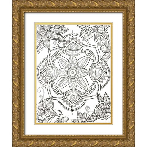 Floral Pond Gold Ornate Wood Framed Art Print with Double Matting by Varacek, Pam