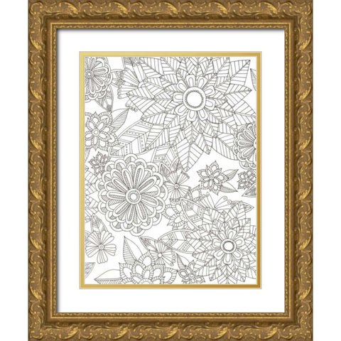Floral Garden Gold Ornate Wood Framed Art Print with Double Matting by Varacek, Pam