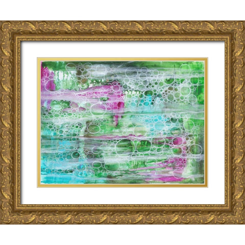 Seasweed Bubbles Gold Ornate Wood Framed Art Print with Double Matting by Varacek, Pam