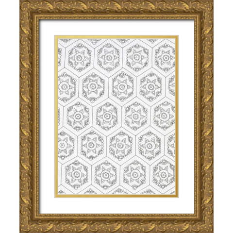 Geometric 3 Gold Ornate Wood Framed Art Print with Double Matting by Varacek, Pam