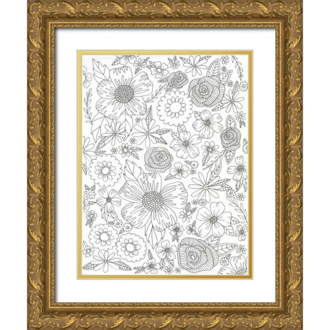 Flourish Descent Gold Ornate Wood Framed Art Print with Double Matting by Varacek, Pam