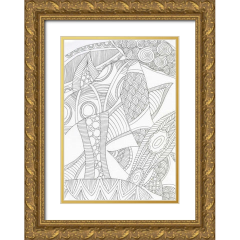 African Tango Gold Ornate Wood Framed Art Print with Double Matting by Varacek, Pam