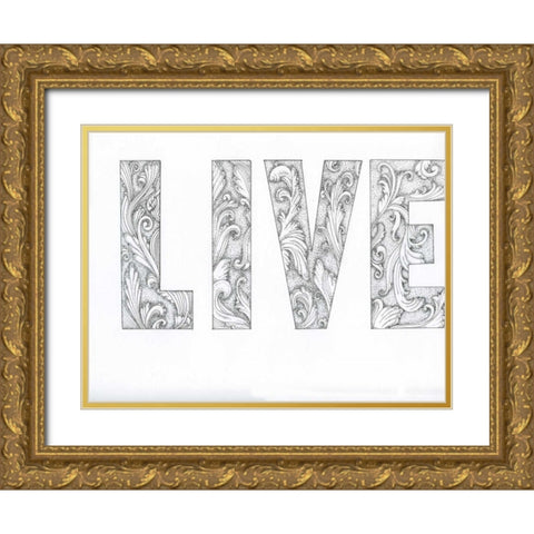 Living Flourishly Gold Ornate Wood Framed Art Print with Double Matting by Varacek, Pam