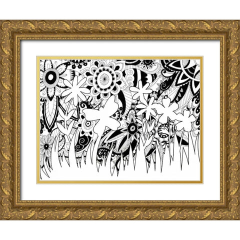 Mozaic Silhouette Gold Ornate Wood Framed Art Print with Double Matting by Varacek, Pam