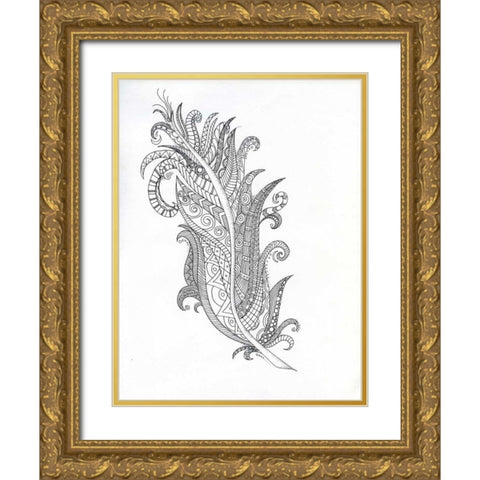 Structured Feather Gold Ornate Wood Framed Art Print with Double Matting by Varacek, Pam