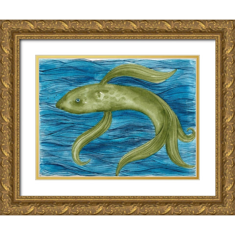 Aquatic Dance Gold Ornate Wood Framed Art Print with Double Matting by Varacek, Pam