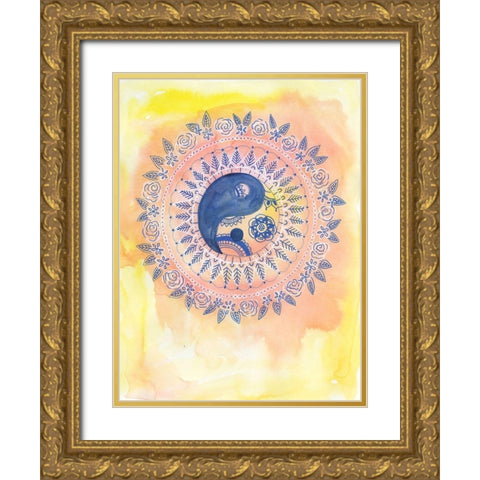 Sunny Ying Yang Gold Ornate Wood Framed Art Print with Double Matting by Varacek, Pam