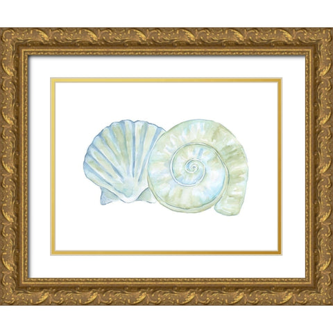 Hugging Shells Gold Ornate Wood Framed Art Print with Double Matting by Varacek, Pam