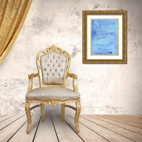 Floral Night Shine Gold Ornate Wood Framed Art Print with Double Matting by Varacek, Pam