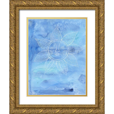 Floral Night Shine Gold Ornate Wood Framed Art Print with Double Matting by Varacek, Pam