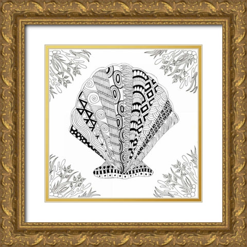 Scallop Boardered Gold Ornate Wood Framed Art Print with Double Matting by Varacek, Pam
