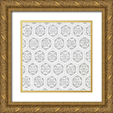 Geometric Gold Ornate Wood Framed Art Print with Double Matting by Varacek, Pam