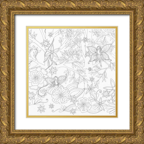 Fairy Floral 1 Gold Ornate Wood Framed Art Print with Double Matting by Varacek, Pam