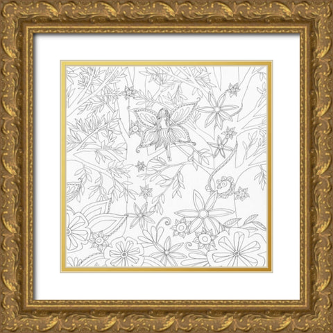 Fairy Floral 2 Gold Ornate Wood Framed Art Print with Double Matting by Varacek, Pam