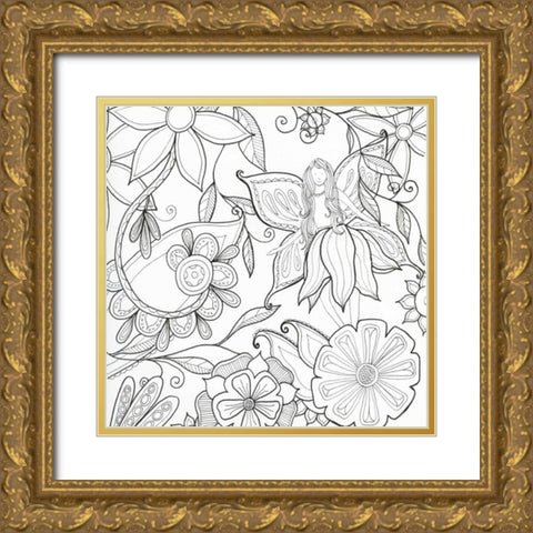 Floral and Fairy Gold Ornate Wood Framed Art Print with Double Matting by Varacek, Pam