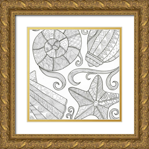 Ocean Floor Gold Ornate Wood Framed Art Print with Double Matting by Varacek, Pam