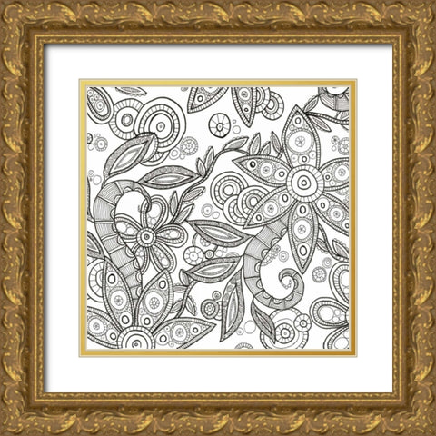 Jungle Flora 1 Less Gold Ornate Wood Framed Art Print with Double Matting by Varacek, Pam
