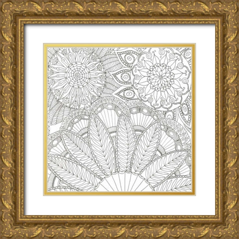 Jungle Flora 3 Less Gold Ornate Wood Framed Art Print with Double Matting by Varacek, Pam