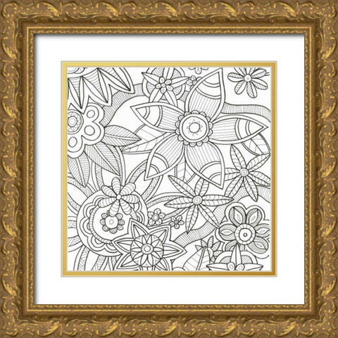 Intricate Flowers Gold Ornate Wood Framed Art Print with Double Matting by Varacek, Pam